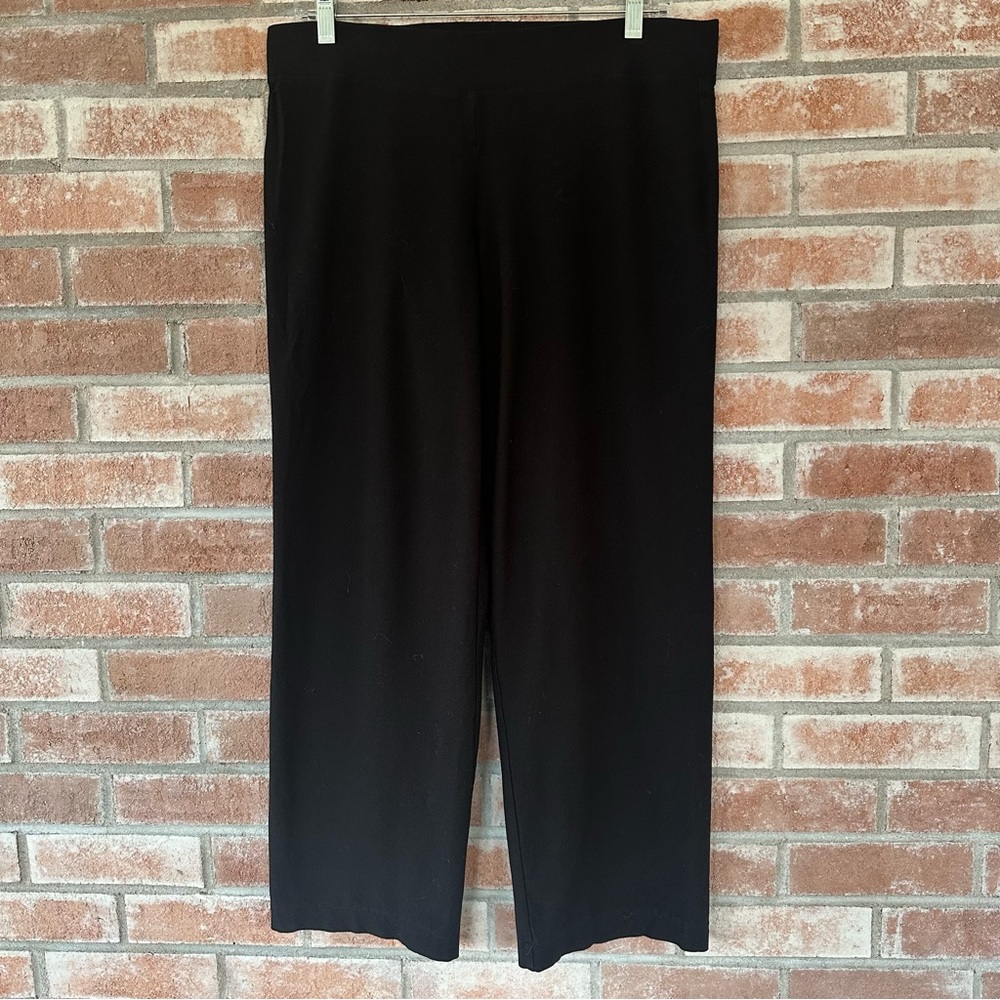 Eileen Fisher Wide Leg Black Knit Pants Women’s Medium Knit Classic Minimalist